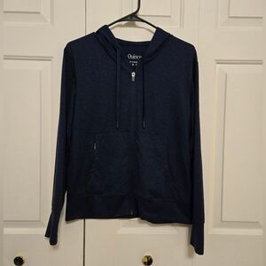 Quince Womens Flowknit Ultra-Soft Performance Full-Zip Hoodie Navy Blue Size S